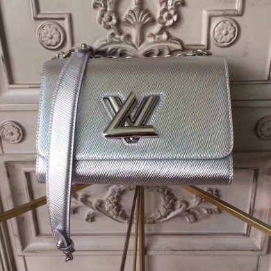 AAA Replica Louis vuitton original epi leather TWIST MM M50332 silver JK1864VB75