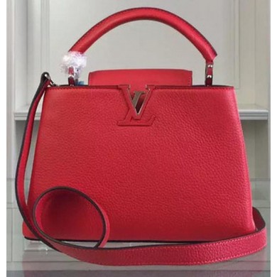 Cheap Fake Louis Vuitton Original Taurillon Leather CAPUCINES BB Bag M90294 Red JK2421BC48