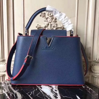 Designer Louis Vuitton Original Leather CAPUCINES PM M42450 Blue JK2171vs94