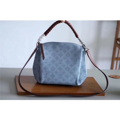 Fake Louis Vuitton original Mahina Leather BABYLONE CHAIN BB M53153 BLEU HORIZON PUMPKIN JK1320eZ32