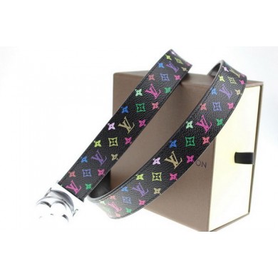 Hot Louis Vuitton Monogram Multicolore Belt LV2052 Black Silver JK2916cT87