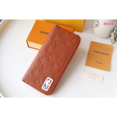 Imitation Louis Vuitton LVXNBA ZIPPY WALLET VERTICAL M80548 BROWN JK113Dl40