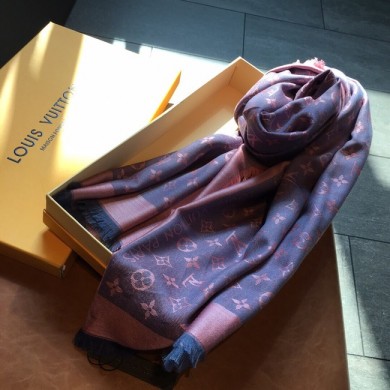 Imitation Louis Vuitton MONACO SQUARE Monogram flower pattern silk M71151 blue JK3571Za30