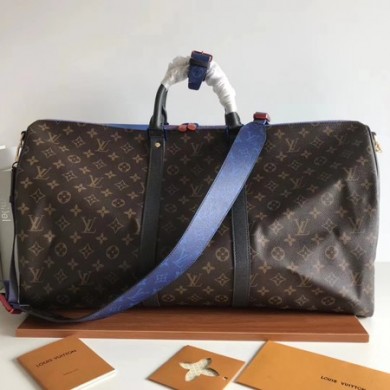 Imitation Louis Vuitton Monogram Macassar Canvas Keepall 50 Strap M43817 JK1986Nj42