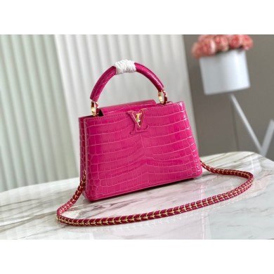 Knockoff Louis Vuitton crocodile skin CAPUCINES BB M48865 rose JK5650eF76