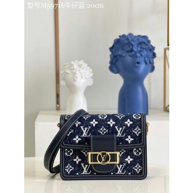 Knockoff Louis Vuitton DAUPHINE PM M59480 Navy Blue JK5973yN38