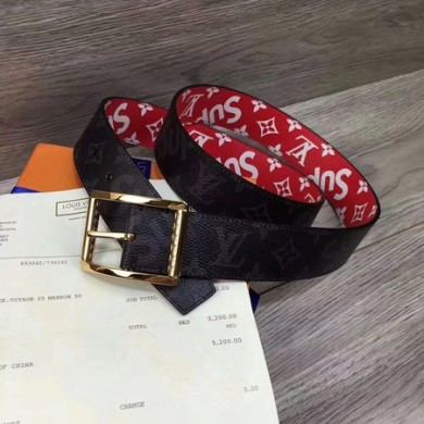 Louis Vuitton 40mm Monogram Belt M5898 Gold JK2780Oj66