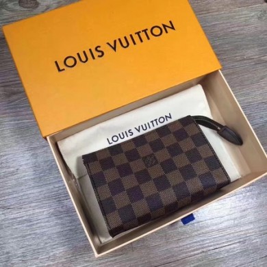 Louis Vuitton Damier Ebene Canvas TOILETRY POUCH 15 M47546 JK520hk64