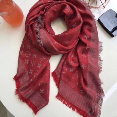 Louis Vuitton MONOGRAM DENIM Scarf M33695 Red JK3720Xr72