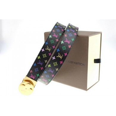 Louis Vuitton Monogram Multicolore Belt LV2052 Black Gold JK2917CI68