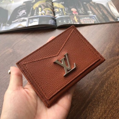 Louis vuitton original LOCKME CARD HOLDER M68555 brown JK260fH28