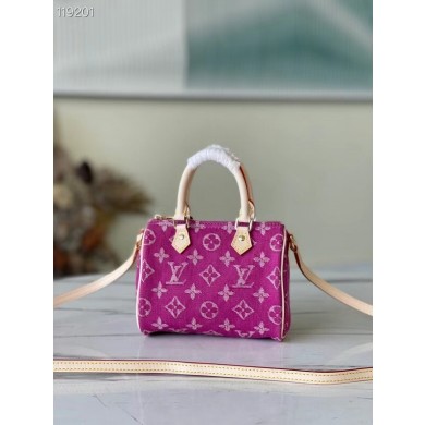 Louis Vuitton SPEEDY Monogram denim M95052 rose JK88bW68