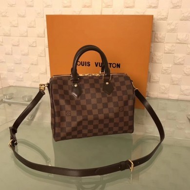 New Louis Vuitton Damier Ebene Speedy 25 With Shoulder Strap N41181 JK2183Uf80