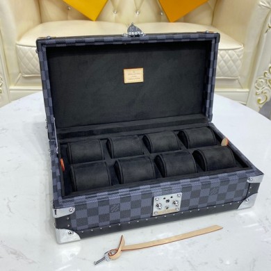 Replica Louis Vuitton Damier Graphite canvas 8 WATCH CASE M47641 black JK167sA83