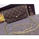 AAA 1:1 Louis Vuitton Monogram Canvas Felicie Chain Wallet M61276 Black JK2388vi59