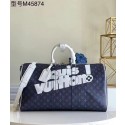 AAA Replica Louis Vuitton KEEPALL BANDOULIERE 55 M45874 Blue JK286Oy84