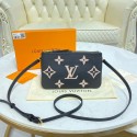 Copy Best Louis vuitton Monogram Empreinte DOUBLE ZIP POCHETTE M80084 Black&Beige JK180Qc72