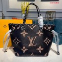 Fake Louis Vuitton Monogram Canvas Original Leather NEVERFULL MM M44567 Black JK1046Iw51