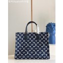 Fake Louis Vuitton ONTHEGO Denim MM M59608 Navy Blue JK5958qZ31