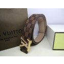 Imitation Louis Vuitton Damier Ebene Canvas Belt LV2050 Gold JK2926EY79