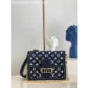 Imitation Louis Vuitton Monogram denim DAUPHINE MM M59483 Navy Blue JK5974Xr29