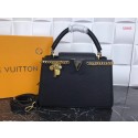 Knockoff Louis Vuitton Original Leather CAPUCINES PM M52963 Black JK1110eF76