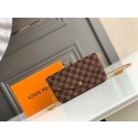 Louis Vuitton Damier Ebene Canvas Original Leather Pochette Bag N63032 Red JK464Pf97