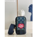 Louis Vuitton FLAP DOUBLE PHONE POUCH M81060 Blue JK5956lk46