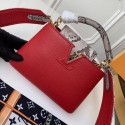 Louis vuitton original taurillon leather Capucines Mini N95509 red JK1226KX51