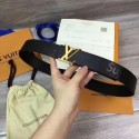 Louis Vuitton SPREME 40mm Black Epi Leather Belt M5897 Gold JK2772pB23