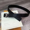 Louis Vuitton SPREME 40mm Black Epi Leather Belt M5897 Silver JK2770Oq54