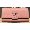 Replica Louis Vuitton Litchi Leather LOUISE WALLET M60766 Pink JK637KG80