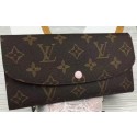 Replica Top Louis Vuitton Monogram Canvas Emilie Wallet M60696 Pink JK575Vx24