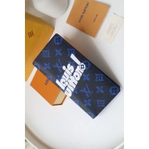 Best 1:1 Louis Vuitton BRAZZA WALLET M80801 blue JK101OR71