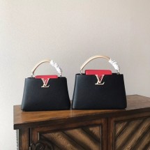 Designer Louis vuitton original taurillon leather Capucines PM M48865 black &red &white JK1806vs94