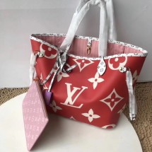 Fashion Louis Vuitton Original Monogram Canvas NEVERFULL MM M44567 Red JK1521Of26