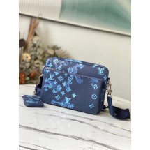 Imitation Louis Vuitton Monogram Original Leather Trio POCHETTE METIS Bag M57840 Navy JK504uq94