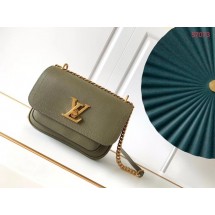 Imitation Louis Vuitton Original Lockme chain small handbag M57067 Khaki green JK683Dl40