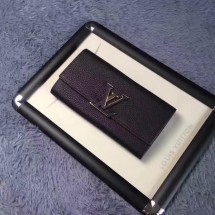 Louis Vuitton Calfskin Leather CAPUCINES WALLET M61249 Black JK551Zr53