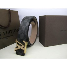 Louis Vuitton Damier Graphite Canvas Belt LV2050 Gold JK2925Fh96