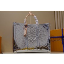 Louis Vuitton Monogram Vernis Sac Plat Tote Bag Patent leather M46121 Silver JK347Cw85