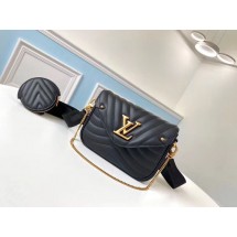 LOUIS VUITTON NEW WAVE Originl Leather Shoulder Bag M56466 Black JK730EB28