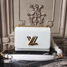 Louis vuitton original epi leather TWIST MM M50332 white JK1872OG45