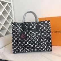 Louis Vuitton Original Leather ONTHEGO MM M46060 Black & White & Pink JK5879pk20