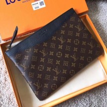 Louis vuitton original Monogram Canvas DAILY POUCH M62048 black JK1402Qu69