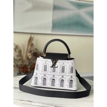 Replica Louis Vuitton CAPUCINES MM M42258 Black and White JK144BJ25