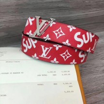 Replica Louis Vuitton SPREME 40mm Red Belt M5899 Silver JK2773it96