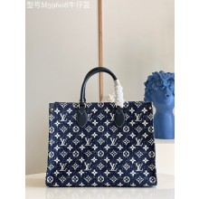 Fake Louis Vuitton ONTHEGO Denim MM M59608 Navy Blue JK5958qZ31