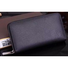 First-class Quality Louis Vuitton Taiga Leather Zippy Wallets M60017 Black Wallets JK659Sf41