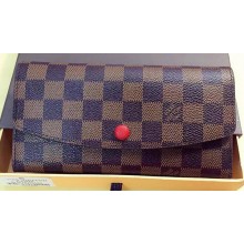 Imitation Cheap Louis Vuitton Damier Ebene Canvas Emilie Wallet Rouge M60136 Red JK649fV17